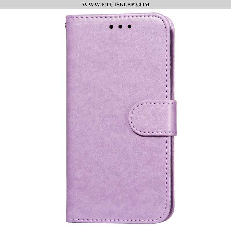 Etui Folio do Samsung Galaxy S22 5G z Łańcuch Pasek W Jednolitym Kolorze